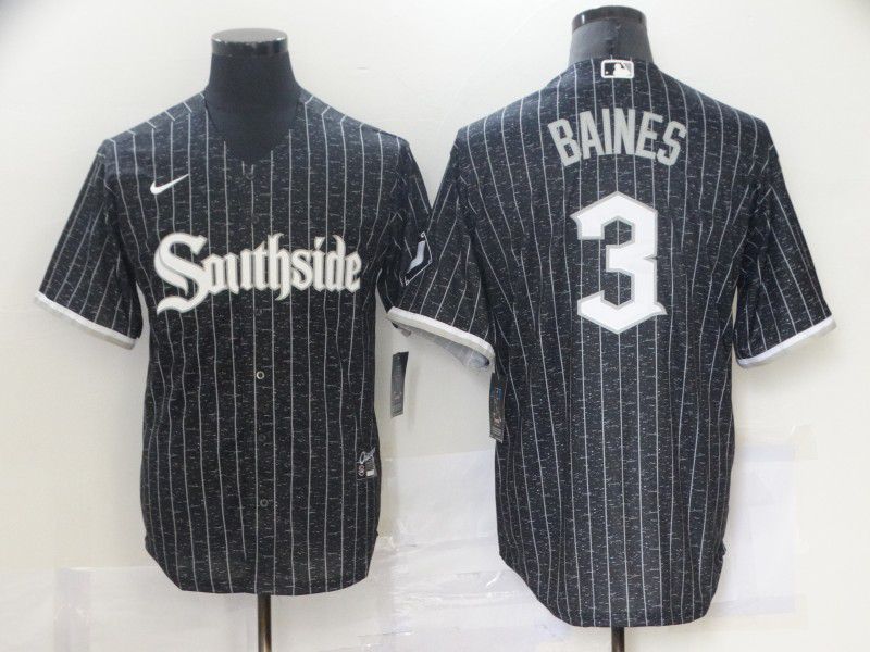 Men Chicago White Sox #3 Baines City Edition Black Game Nike 2021 MLB Jersey->chicago white sox->MLB Jersey